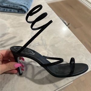 Rene Caovilla black rhinestone sandal